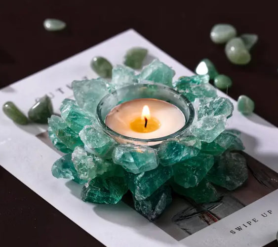 Green Fluorite Tea Light Holder